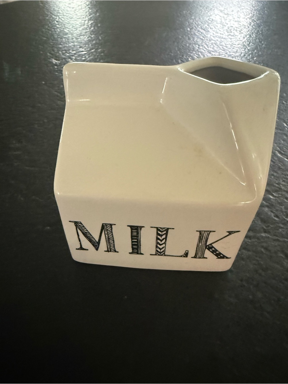 Pfaltzgraff Milk Carton Creamer Pitcher 8 oz Ceramic Black & White Novelty